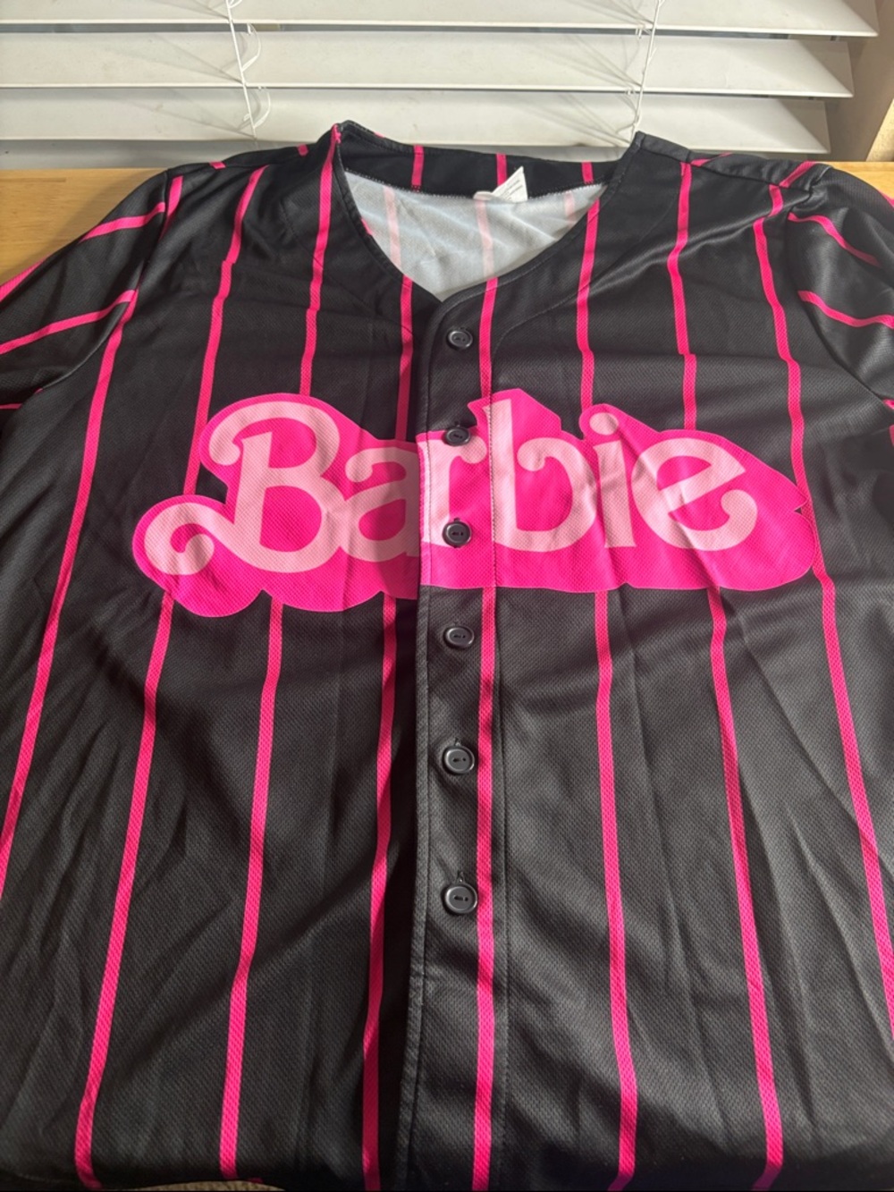 Barbie Black & Hot Pink Striped Button-Up Jersey Top